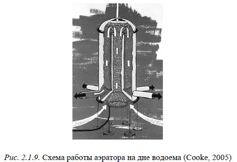 Рис. 2.1.9. Схема работы аэратора на дне водоема (Cooke, 2005)