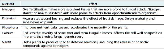 Effect of nutrients on fungal disease prevention