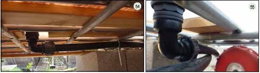 metal frame using cable ties to relieve any pressure on the pipe fittings 