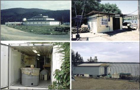 A selection of photographs of hatcheries depicting the variability in size and sophistication of construction