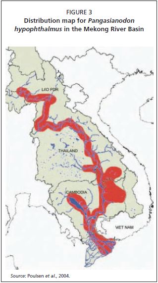 Distribution map for Pangasianodon hypophthalmus in the Mekong River Basin