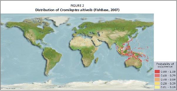 Distribution of Cromileptes altivelis (FishBase, 2007)