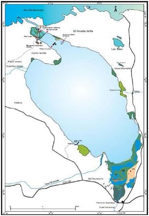Map of the coastal lagoon of El Mellah