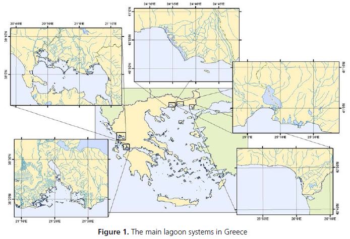 The main lagoon systems in Greece
