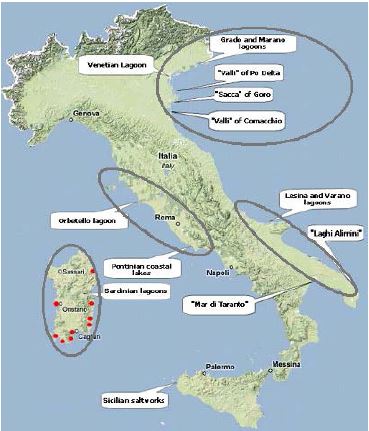 Location of the main coastal lagoons in Italy (from Marino et al., 2009)