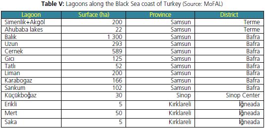 Lagoons along the Black Sea coast of Turkey