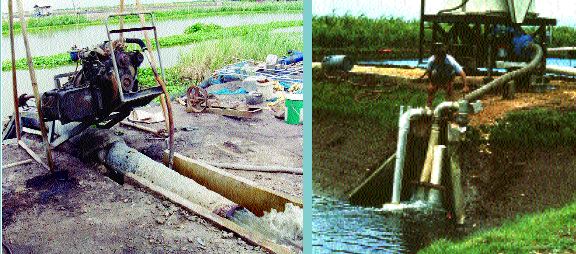 More expensive pumps are used in some countries; this one is being used to harvest freshwater prawns (Hawaii)